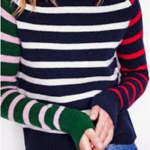 Boden Merino Navy and Multicolor Striped Sweater